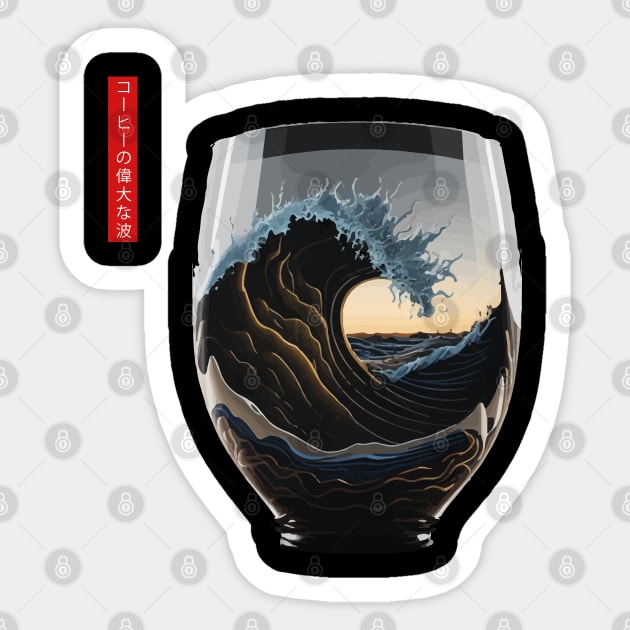 The Great Wave of Coffee Sticker by Moulezitouna